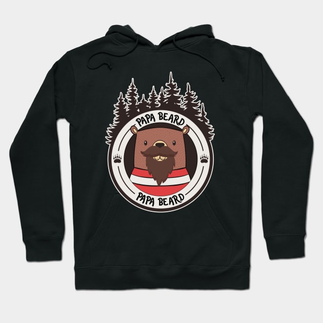 Papa Beard! Bear with Beard Funny Fathers Day Hoodie by Just Kidding Co.